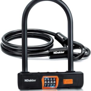 NDakter Bike Locks Heavy Duty Anti Theft, Combo Bike U Lock