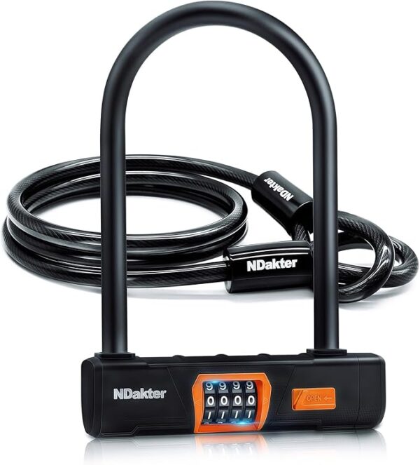 NDakter Bike Locks Heavy Duty Anti Theft, Combo Bike U Lock