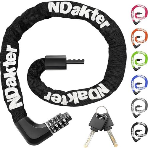 NDakter Upgrade Bike Chain Lock with 4 Digit Combination and 2 Keys