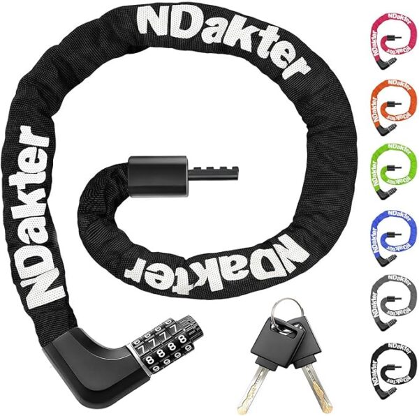 NDakter Upgrade Bike Chain Lock with 4 Digit Combination and 2 Keys